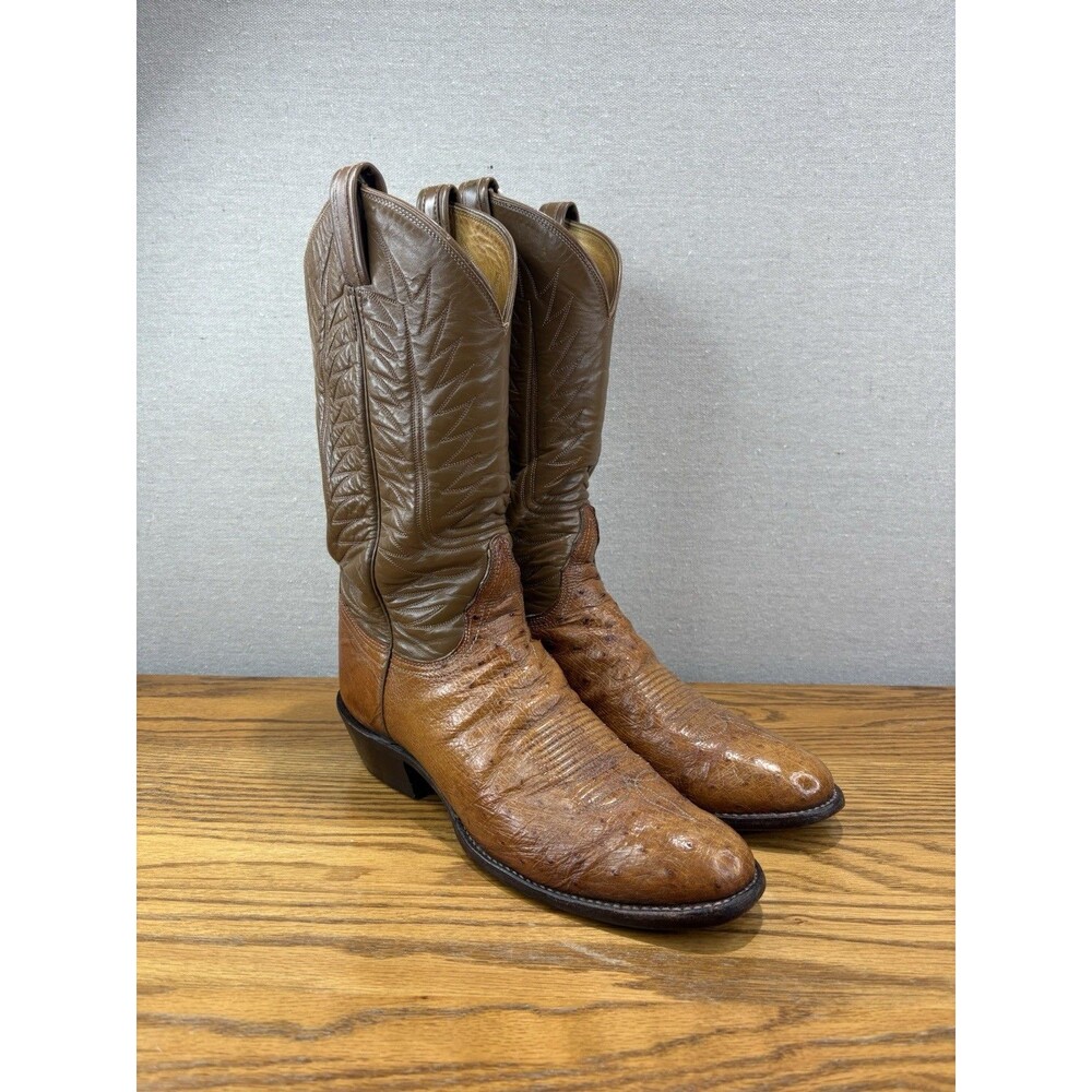 Vtg Tony Lama Black Label Full Quill Ostrich Cowboy Boots Mens 11 D USA Western